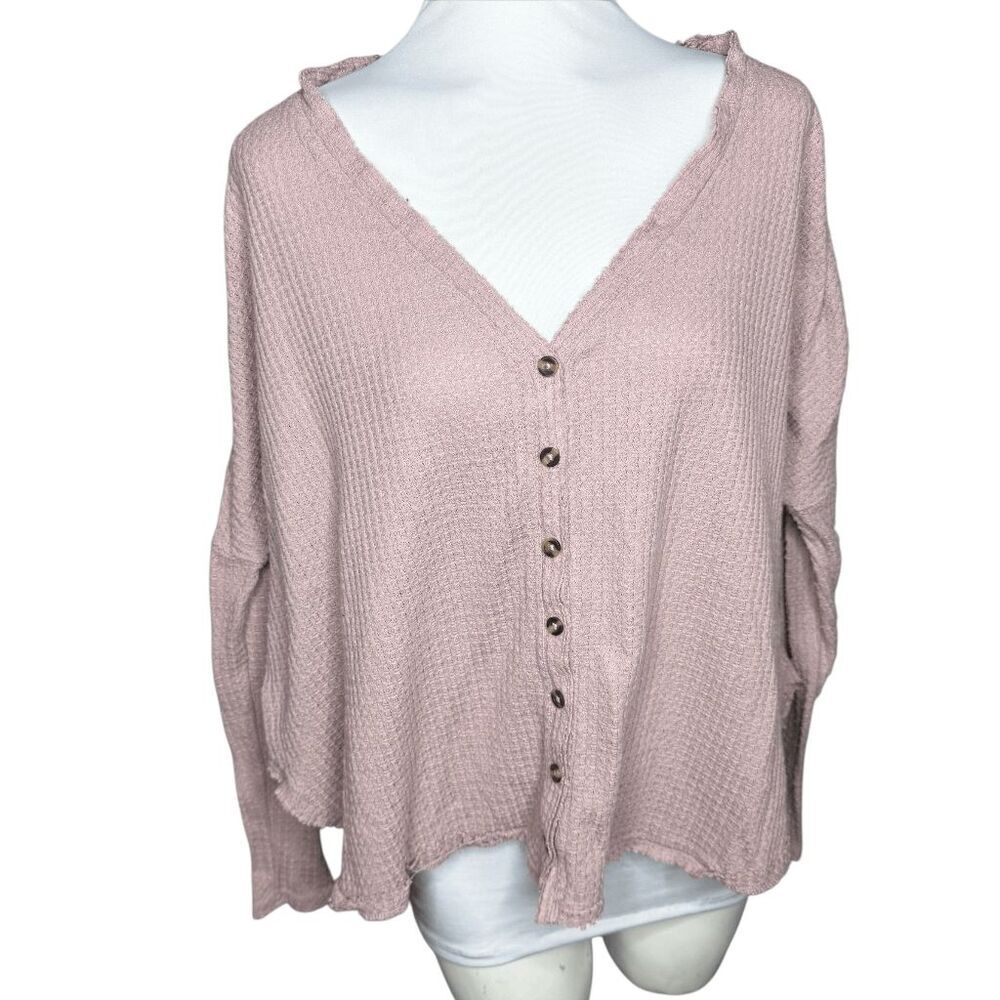 Out From Under UO mauve waffle knit thermal xs long sleeve top